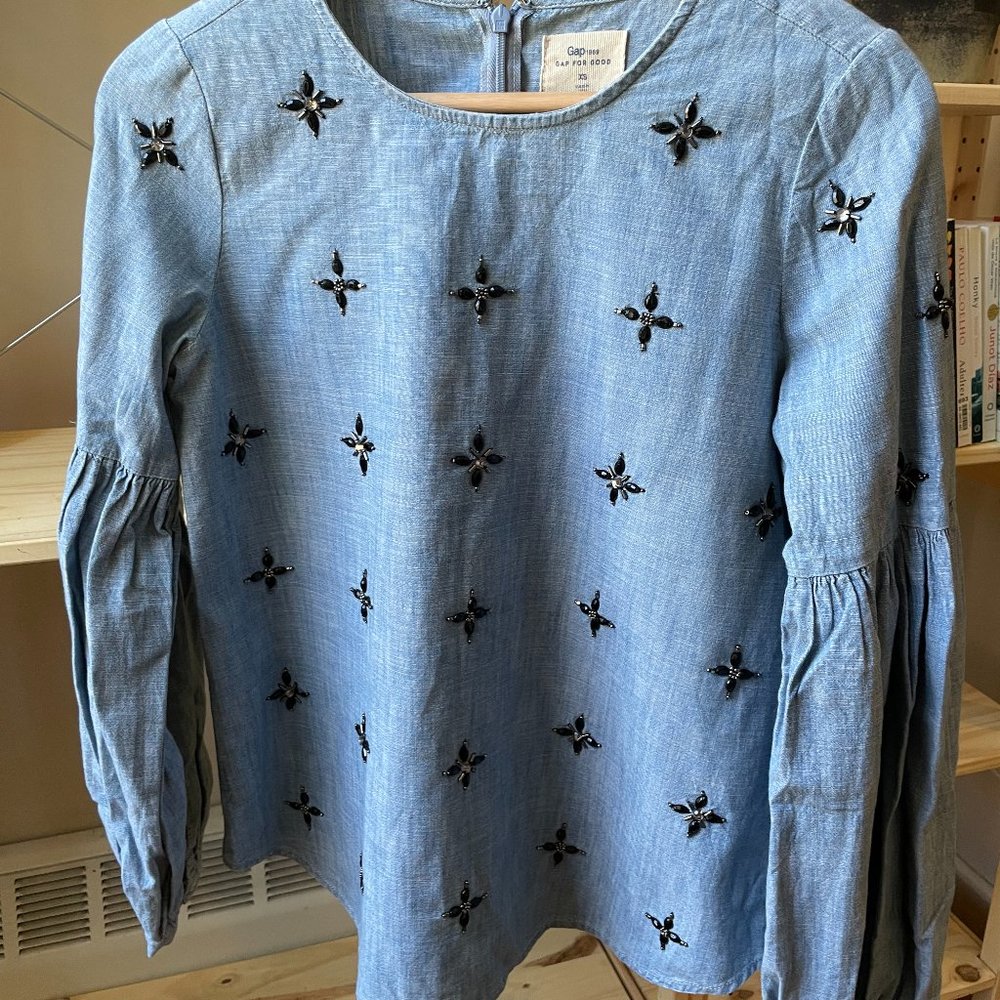 Gap Denim Jeweled Top